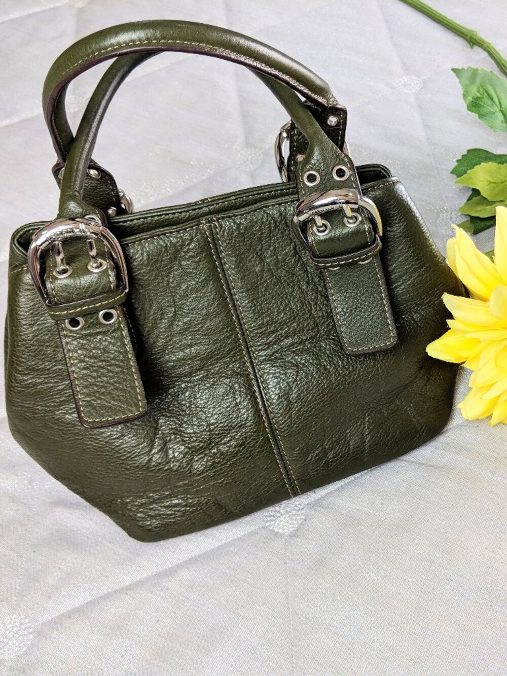 *TIGNANELLO Green Leather Mini Purse French Tote